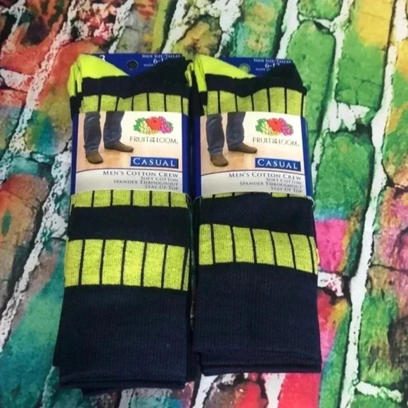 Fruit of the loom brand‎ men’s cotton crew socks 2-3 pack lot - Picture 1 of 7